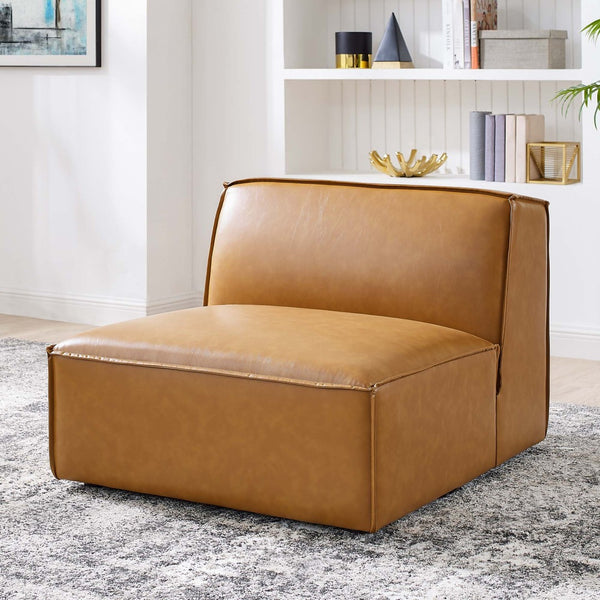 Modway Furniture Restore Vegan Leather Armless Chair - Modular Accent Seating with Durable Comfort & Style EEI-4495-TAN