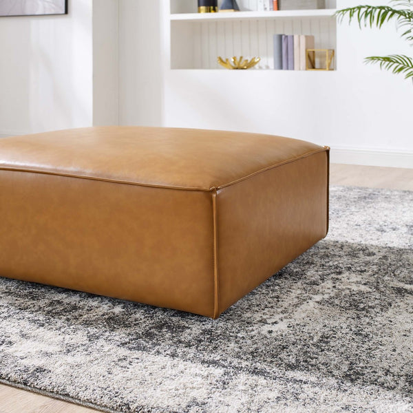 Modway Furniture Restore Vegan Leather Ottoman - Modern Minimalist Design with Plush Comfort for Any Living Space EEI-4496-TAN