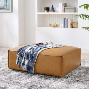 Modway Furniture Restore Vegan Leather Ottoman - Modern Minimalist Design with Plush Comfort for Any Living Space EEI-4496-TAN
