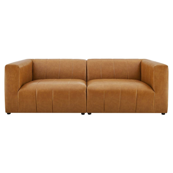 Modway Furniture Bartlett 2-Piece Vegan Leather Loveseat - Stylish Mid-Century Modern Design with Ultimate Comfort EEI-4513-TAN