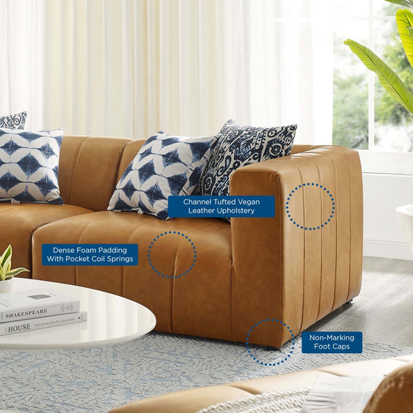 Modway Furniture Bartlett 2-Piece Vegan Leather Loveseat - Stylish Mid-Century Modern Design with Ultimate Comfort EEI-4513-TAN