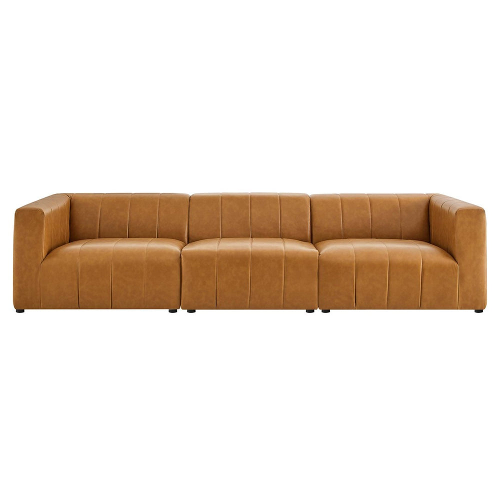Modway Furniture Bartlett 3-Piece Modular Vegan Leather Sofa - Stylish Mid-Century Design with Ultimate Comfort EEI-4515-TAN