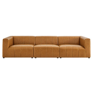 Modway Furniture Bartlett 3-Piece Modular Vegan Leather Sofa - Stylish Mid-Century Design with Ultimate Comfort EEI-4515-TAN
