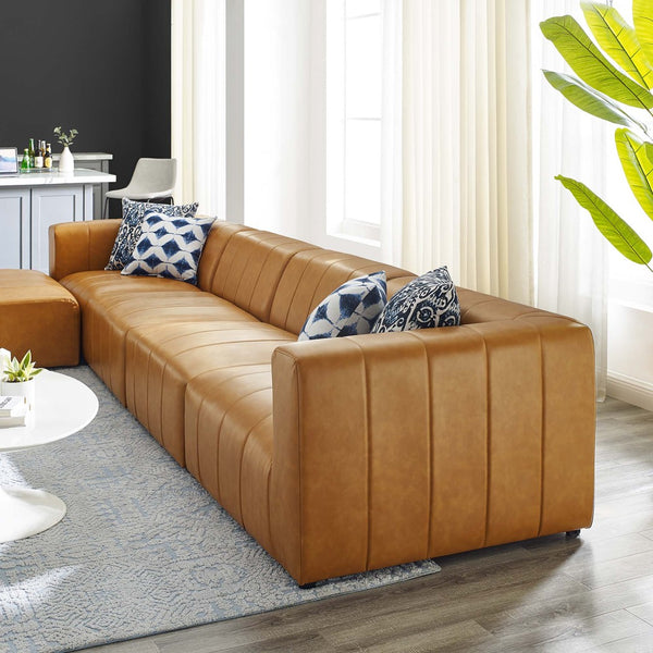 Modway Furniture Bartlett 5-Piece Modular Vegan Leather Sectional Sofa - Stylish Comfort for Modern Living Spaces EEI-4521-TAN