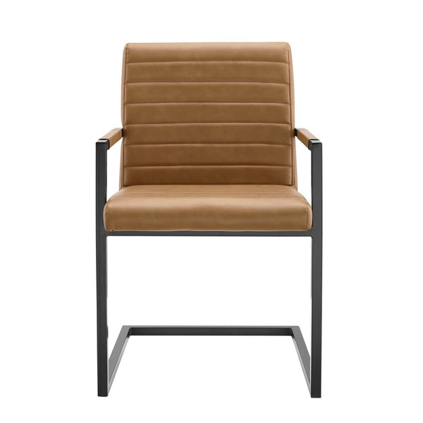 Modway Furniture Savoy Vegan Leather Dining Chairs Set of 2 - Stylish, Comfortable, and Durable for Modern Homes EEI-4522-TAN