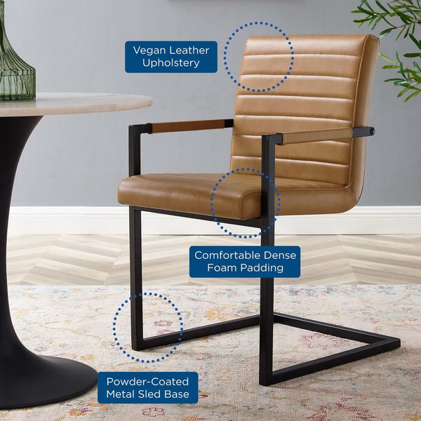 Modway Furniture Savoy Vegan Leather Dining Chairs Set of 2 - Stylish, Comfortable, and Durable for Modern Homes EEI-4522-TAN