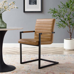 Modway Furniture Savoy Vegan Leather Dining Chairs Set of 2 - Stylish, Comfortable, and Durable for Modern Homes EEI-4522-TAN