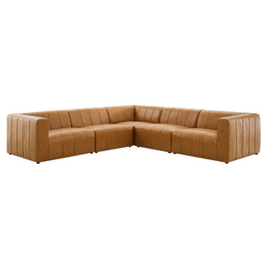 Modway Furniture Bartlett 5-Piece Modular Vegan Leather Sectional Sofa - Stylish Comfort with Retro Modern Design EEI-4532-TAN