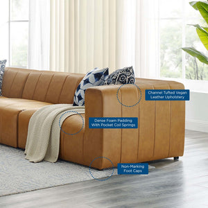 Modway Furniture Bartlett 5-Piece Modular Vegan Leather Sectional Sofa - Stylish Comfort with Retro Modern Design EEI-4532-TAN