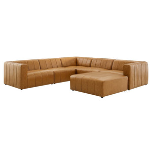 Modway Furniture Bartlett 6-Piece Modular Vegan Leather Sectional Sofa – Retro-Modern Comfort in Tan Finish EEI-4534-TAN