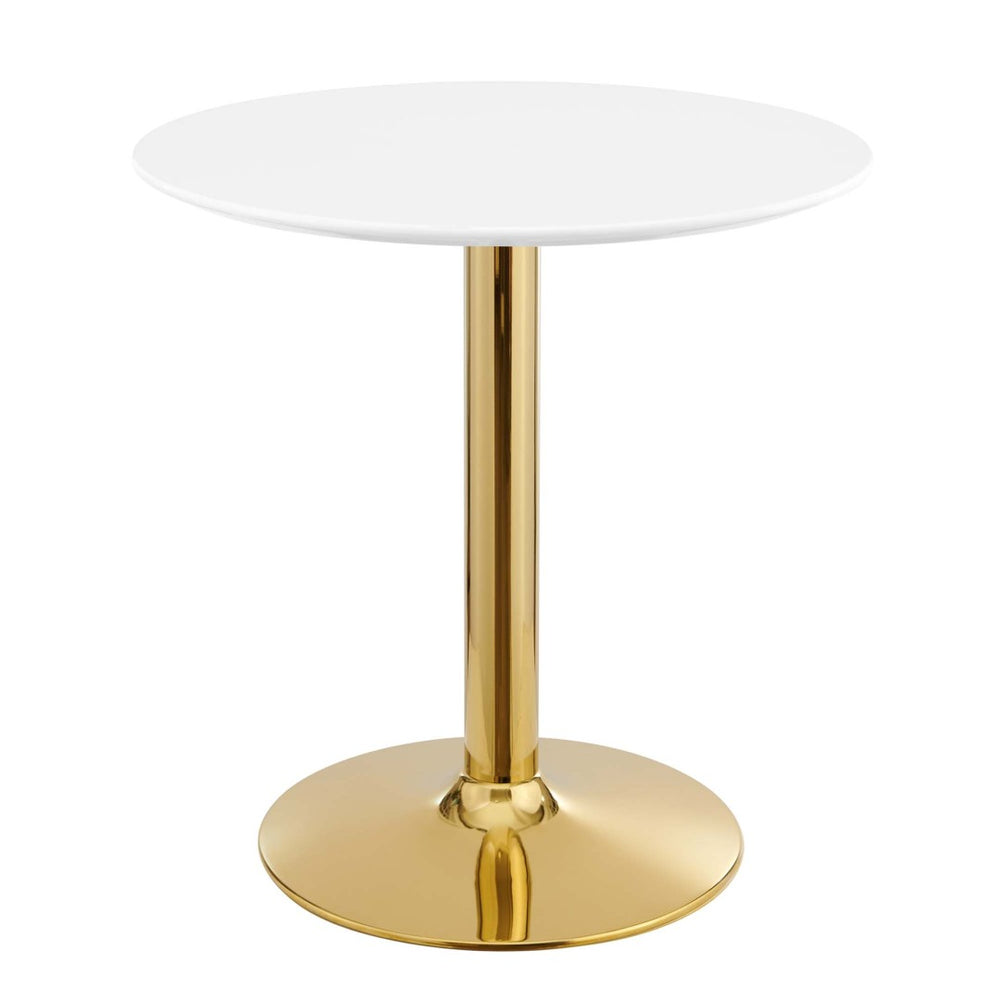 Modway Furniture Verne 28" Round Dining Table - Sculptural Gold Base with Easy-Clean White Top for Modern Spaces EEI-4543-GLD-WHI