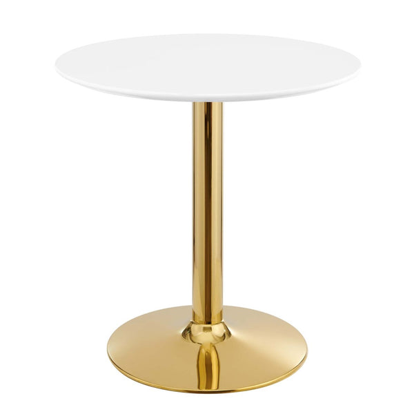 Modway Furniture Verne 28" Round Dining Table - Sculptural Gold Base with Easy-Clean White Top for Modern Spaces EEI-4543-GLD-WHI