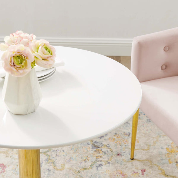 Modway Furniture Verne 28" Round Dining Table - Sculptural Gold Base with Easy-Clean White Top for Modern Spaces EEI-4543-GLD-WHI
