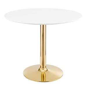 Modway Furniture Verne 35" Round Dining Table - Modern Pedestal Design with Gold Base & Easy-Care White Top EEI-4544-GLD-WHI