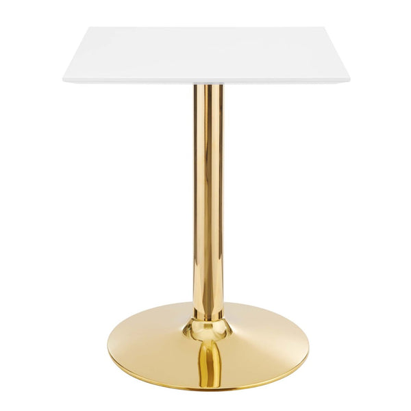 Modway Furniture Verne 24" Square Dining Table - Modern Gold & White Pedestal Design for Small Spaces & Style EEI-4545-GLD-WHI