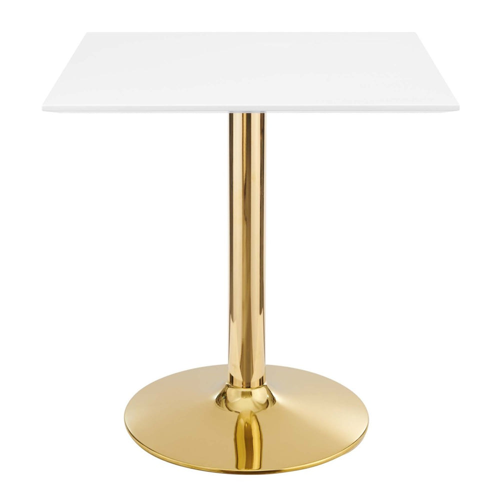 Modway Furniture Verne 28" Square Dining Table - Modern Gold & White Pedestal Design for Stylish Dining Spaces EEI-4546-GLD-WHI