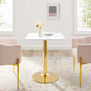 Modway Furniture Verne 28" Square Dining Table - Modern Gold & White Pedestal Design for Stylish Dining Spaces EEI-4546-GLD-WHI