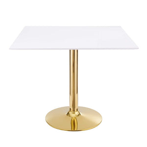 Modway Furniture Verne 35" Square Dining Table - Elegant Mid-Century Modern Design with Gold Base for Stylish Meals EEI-4547-GLD-WHI