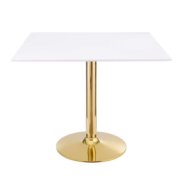 Modway Furniture Verne 35" Square Dining Table - Elegant Mid-Century Modern Design with Gold Base for Stylish Meals EEI-4547-GLD-WHI