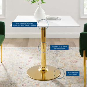 Modway Furniture Verne 35" Square Dining Table - Elegant Mid-Century Modern Design with Gold Base for Stylish Meals EEI-4547-GLD-WHI