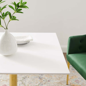 Modway Furniture Verne 35" Square Dining Table - Elegant Mid-Century Modern Design with Gold Base for Stylish Meals EEI-4547-GLD-WHI