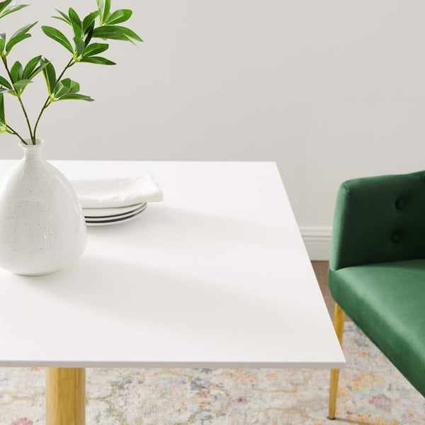 Modway Furniture Verne 35" Square Dining Table - Elegant Mid-Century Modern Design with Gold Base for Stylish Meals EEI-4547-GLD-WHI