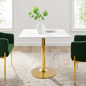 Modway Furniture Verne 35" Square Dining Table - Elegant Mid-Century Modern Design with Gold Base for Stylish Meals EEI-4547-GLD-WHI