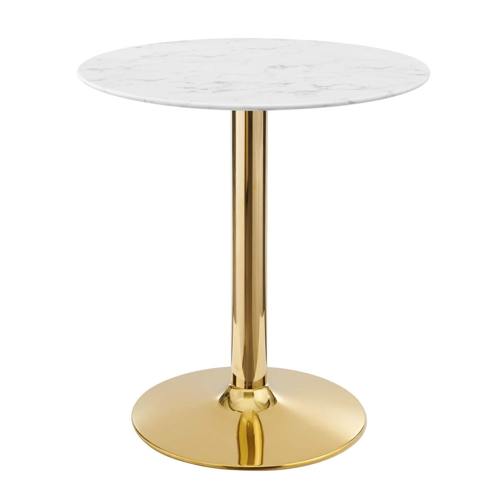 Modway Furniture Verne 28" Artificial Marble Dining Table - Gold Base, Modern Elegance for Stylish Dining Spaces EEI-4548-GLD-WHI