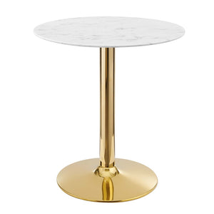Modway Furniture Verne 28" Artificial Marble Dining Table - Gold Base, Modern Elegance for Stylish Dining Spaces EEI-4548-GLD-WHI