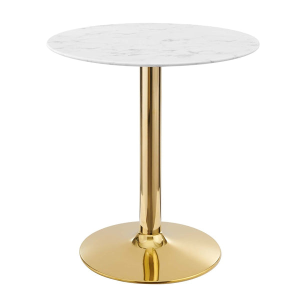 Modway Furniture Verne 28" Artificial Marble Dining Table - Gold Base, Modern Elegance for Stylish Dining Spaces EEI-4548-GLD-WHI