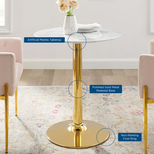 Modway Furniture Verne 28" Artificial Marble Dining Table - Gold Base, Modern Elegance for Stylish Dining Spaces EEI-4548-GLD-WHI