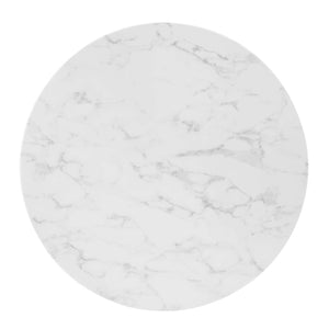 Modway Furniture Verne 35" Artificial Marble Dining Table - Mid-Century Modern Gold Pedestal for Stylish Entertaining EEI-4549-GLD-WHI