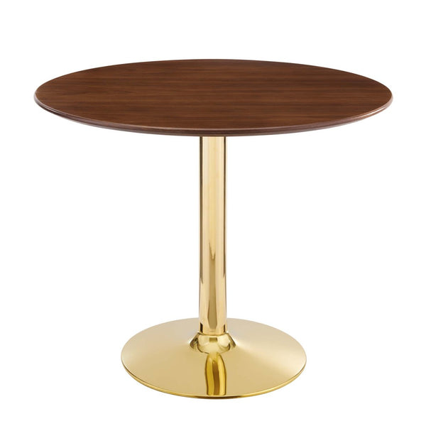 Modway Furniture Verne 35" Dining Table - Modern Elegance with Gold Pedestal & Warm Walnut Veneer for Stylish Dining EEI-4550-GLD-WAL
