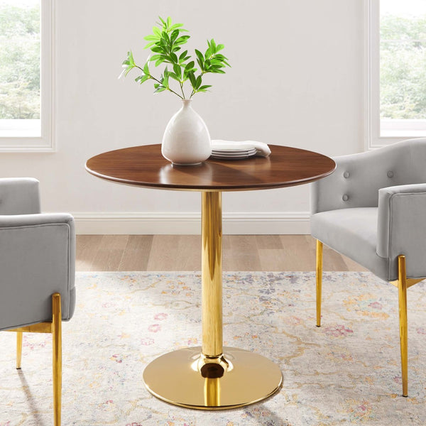 Modway Furniture Verne 35" Dining Table - Modern Elegance with Gold Pedestal & Warm Walnut Veneer for Stylish Dining EEI-4550-GLD-WAL