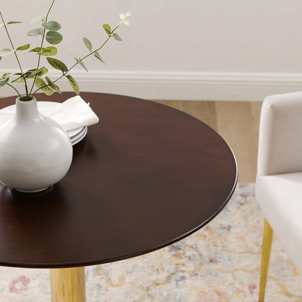 Modway Furniture Verne 28" Round Dining Table - Modern Mid-Century Design with Gold Base for Cozy Spaces & Style EEI-4551-GLD-CHE