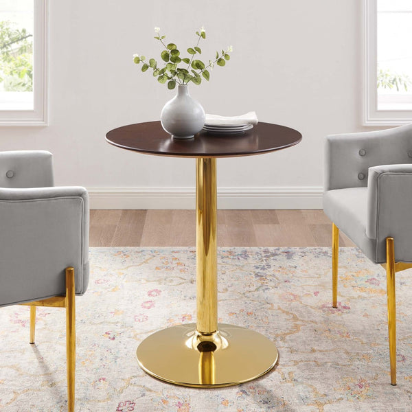 Modway Furniture Verne 28" Round Dining Table - Modern Mid-Century Design with Gold Base for Cozy Spaces & Style EEI-4551-GLD-CHE
