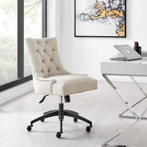 Modway Furniture Regent Tufted Fabric Office Chair - Vintage Glam Deco Style, Ergonomic Comfort, Adjustable Height EEI-4572-BLK-BEI