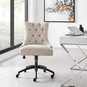 Modway Furniture Regent Tufted Fabric Office Chair - Vintage Glam Deco Style, Ergonomic Comfort, Adjustable Height EEI-4572-BLK-BEI