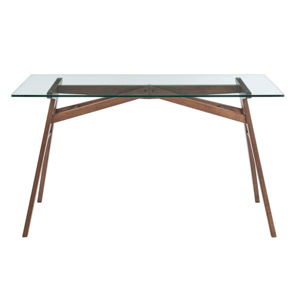 Modway Furniture Steadfast Glass-Top Office Desk - Mid-Century Modern Walnut Design for Stylish Workspaces EEI-4580-WAL