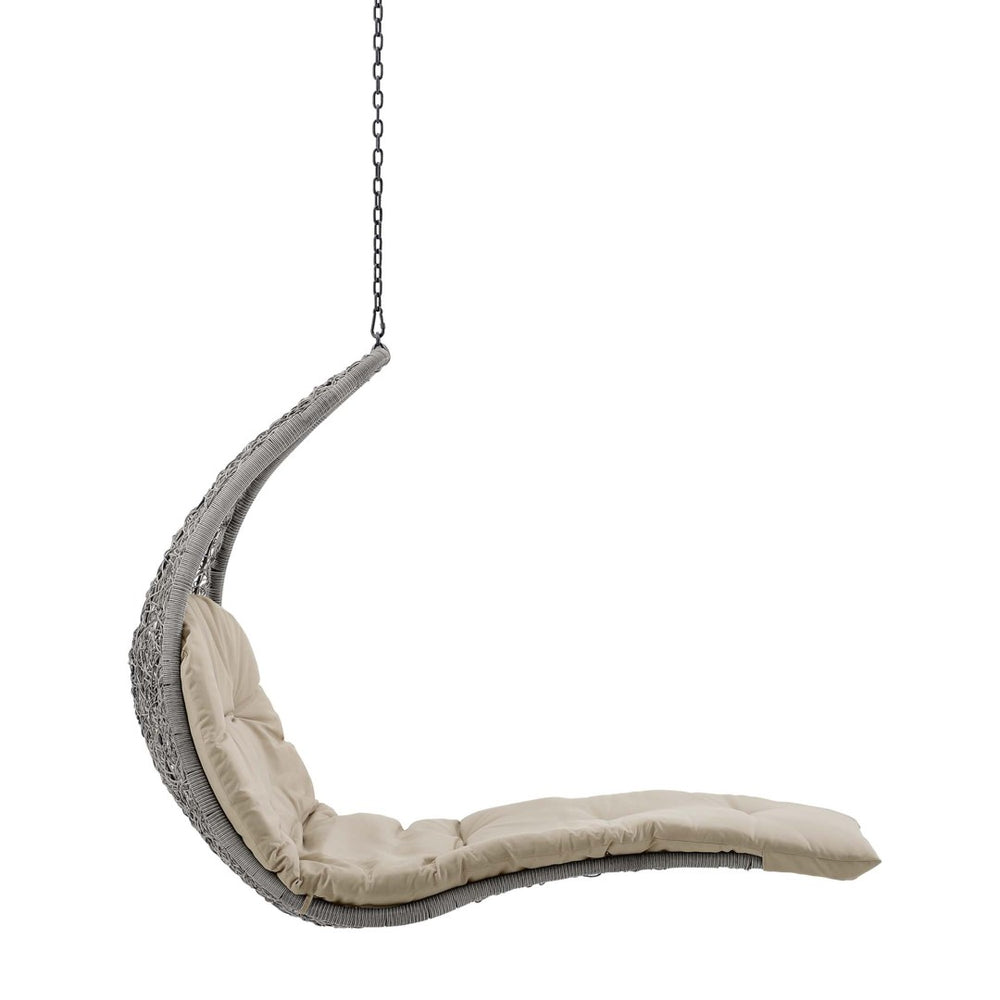 Modway Furniture Landscape Hanging Chaise Lounge Outdoor Patio Swing Chair for Ultimate Comfort and Style Outdoors Light Gray Beige EEI-4589-LGR-BEI