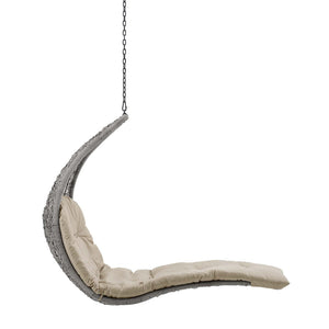 Modway Furniture Landscape Hanging Chaise Lounge Outdoor Patio Swing Chair for Ultimate Comfort and Style Outdoors Light Gray Beige EEI-4589-LGR-BEI