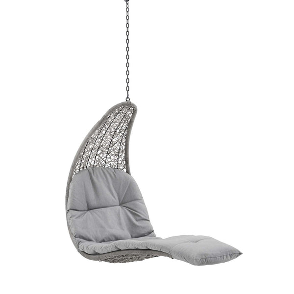 Modway Furniture Landscape Hanging Chaise Lounge Outdoor Patio Swing Chair for Ultimate Comfort and Style Outdoors Light Gray Gray EEI-4589-LGR-GRY