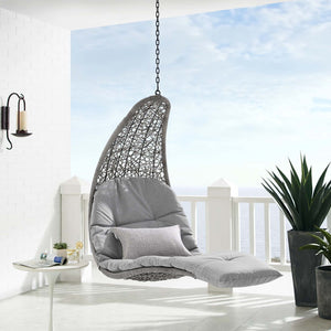 Modway Furniture Landscape Hanging Chaise Lounge Outdoor Patio Swing Chair for Ultimate Comfort and Style Outdoors Light Gray Gray EEI-4589-LGR-GRY
