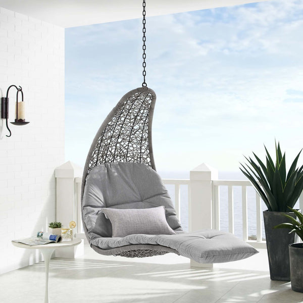 Modway Furniture Landscape Hanging Chaise Lounge Outdoor Patio Swing Chair for Ultimate Comfort and Style Outdoors Light Gray Gray EEI-4589-LGR-GRY