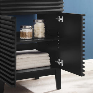 Modway Furniture Render 24" Bathroom Vanity Cabinet - Mid-Century Modern Design with Soft-Close Doors & Storage Solutions Black EEI-4598-BLK