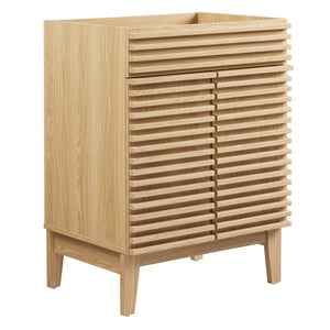 Modway Furniture Render 24" Bathroom Vanity Cabinet - Mid-Century Modern Design with Soft-Close Doors & Storage Solutions Oak EEI-4598-OAK