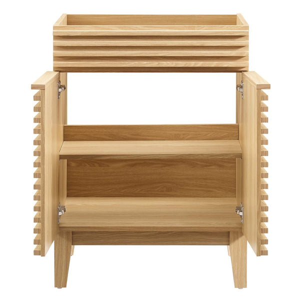 Modway Furniture Render 24" Bathroom Vanity Cabinet - Mid-Century Modern Design with Soft-Close Doors & Storage Solutions Oak EEI-4598-OAK