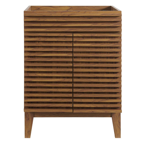 Modway Furniture Render 24" Bathroom Vanity Cabinet - Mid-Century Modern Design with Soft-Close Doors & Storage Solutions Walnut EEI-4598-WAL