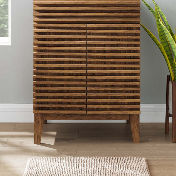 Modway Furniture Render 24" Bathroom Vanity Cabinet - Mid-Century Modern Design with Soft-Close Doors & Storage Solutions Walnut EEI-4598-WAL