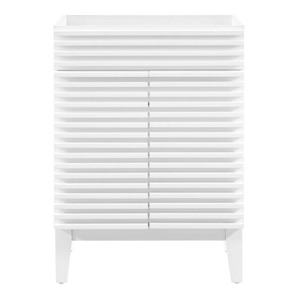 Modway Furniture Render 24" Bathroom Vanity Cabinet - Mid-Century Modern Design with Soft-Close Doors & Storage Solutions White EEI-4598-WHI